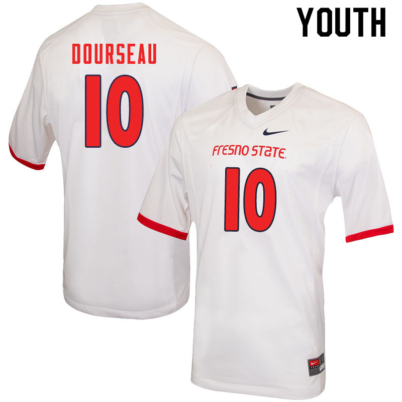 Youth #10 Shawn Dourseau Fresno State Bulldogs College Football Jerseys Sale-White